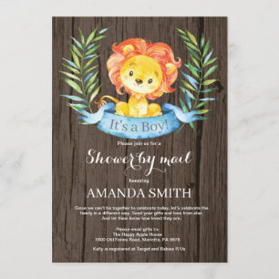 Rustic Boy Lion Baby Shower by Mail Invitation