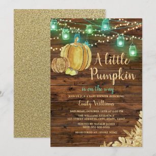 Rustic Boy Little Pumpkin Fall Boy Baby Shower Invitation