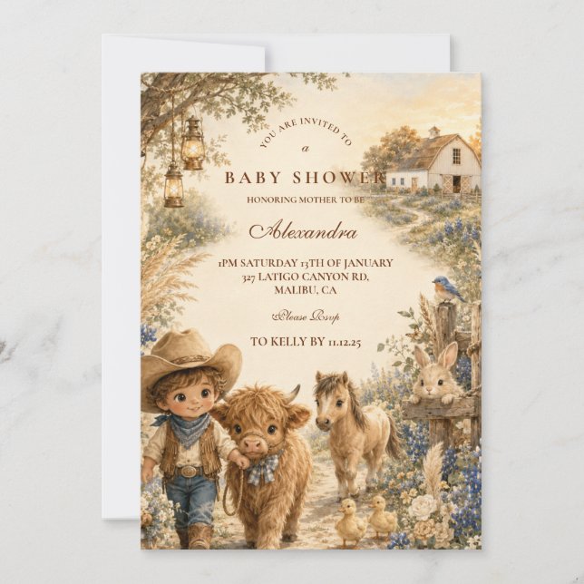 Rustic Boy Western Boho Baby Shower Invitation (Front)