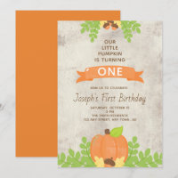 Rustic Boys Our Little Pumpkin Acorns 1st Birthday