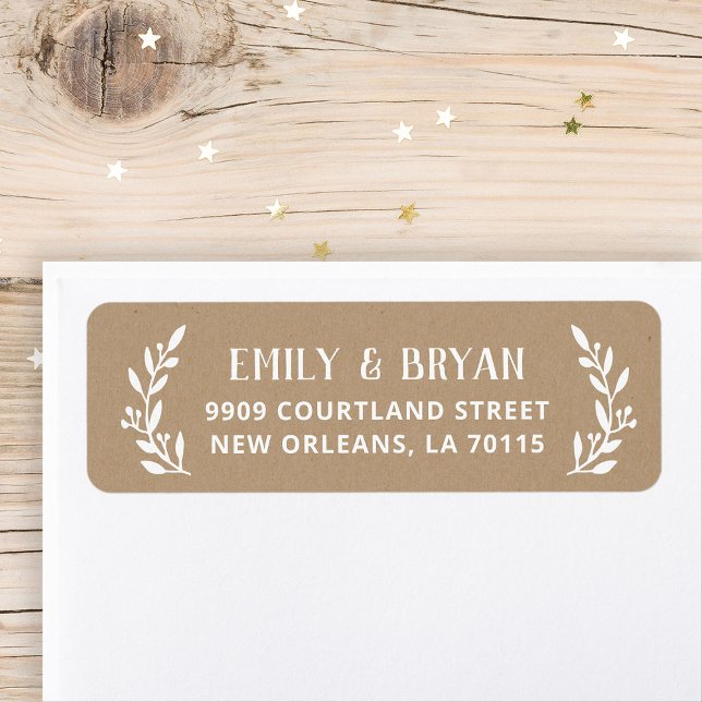 Rustic Branch Faux Kraft Wedding Return Address (Creator Uploaded)