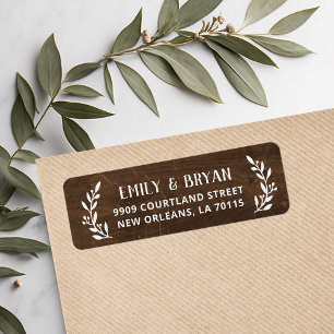 Rustic Branch Faux Wood Wedding Return Address