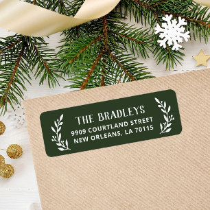 Rustic Branch Holiday Green Return Address Labels