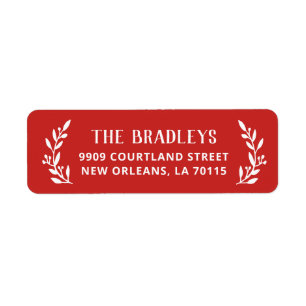 Rustic Branch Holiday Red Return Address Labels