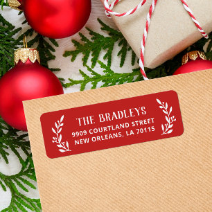 Rustic Branch Holiday Red Return Address Labels