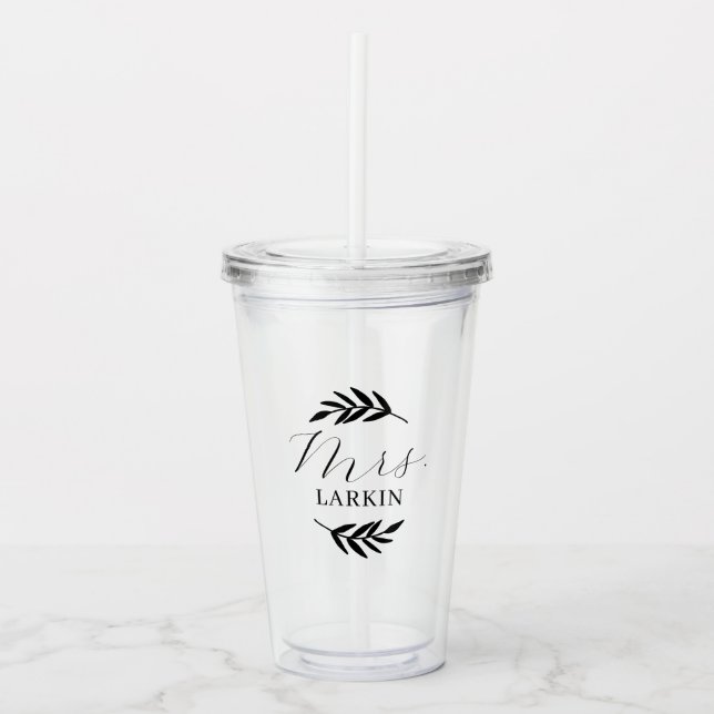 Rustic Branch Mrs. Monogram Bride Gift Acrylic Tumbler (Front)