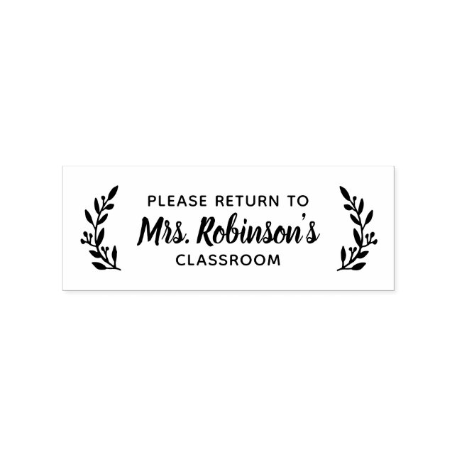 Rustic Branch Teacher Bookplate Label Rubber Stamp (Imprint)
