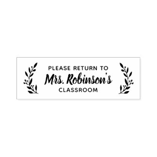 Rustic Branch Teacher Bookplate Label Self-inking Stamp