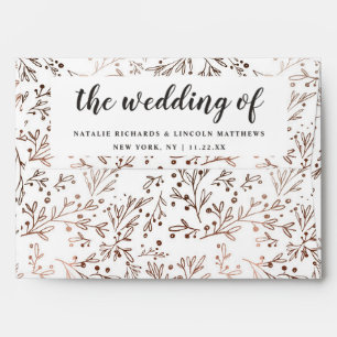 Rustic Branches Copper Foil Monogram Wedding Envelope