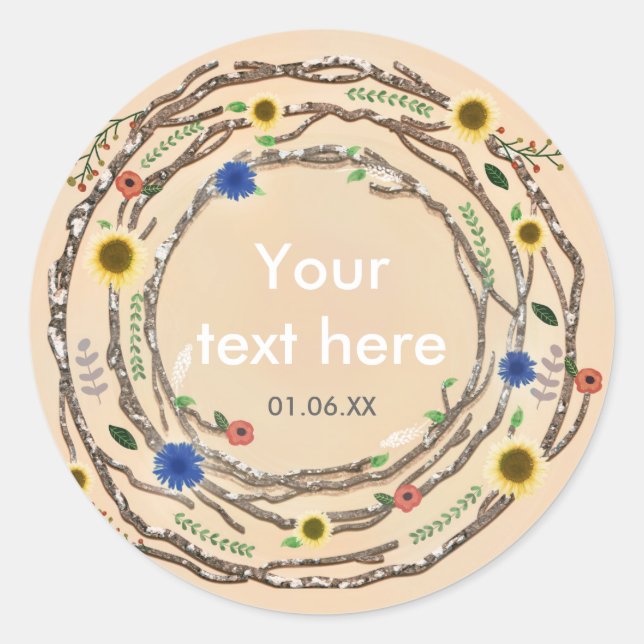 Rustic Branches Floral Vintage Spring Stickers (Front)