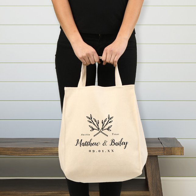 Rustic Branches Wedding Monogram Tote Bag (Creator Uploaded)