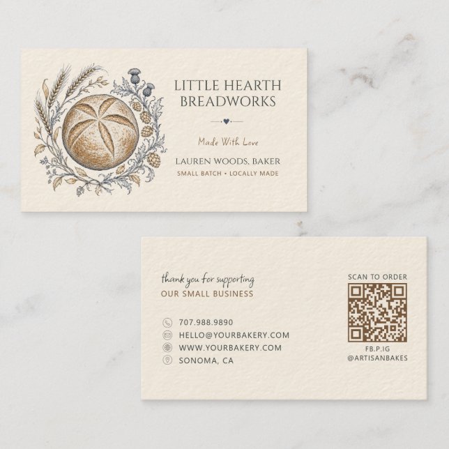 Rustic Bread Bakery  Business Card (Front/Back)