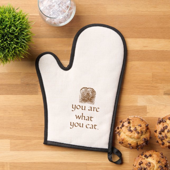 Rustic Bread & Handwritten Text Oven Mitt (Top down)