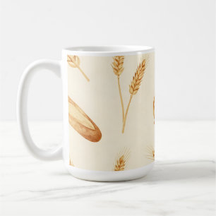 Rustic Bread & Wheat Seamless Pattern Coffee Mug