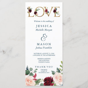 Rustic Breezy Burgundy Fall Wedding Program Programme