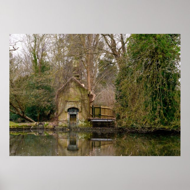 Rustic Brick Boathouse River  Poster (Front)