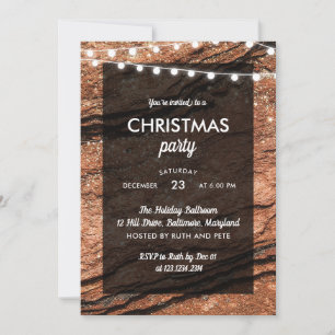 Rustic Brick Christmas Party String Of Lights Invitation