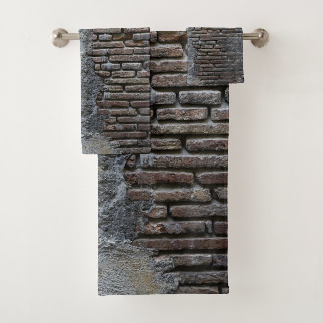 Rustic Brick Stone Wall Napoli 1 Bath Towel Set (Insitu)