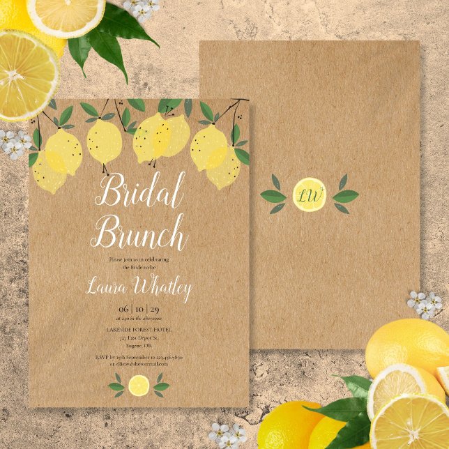 Rustic Bridal Brunch Lemon Bridal Shower Invitation (Rustic Bridal Brunch Lemon Bridal Shower Invitation)