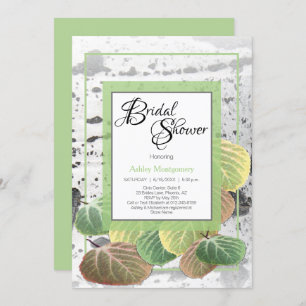Rustic Bridal Shower Aspen Bark and Leaves Invitation