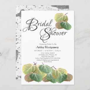Rustic Bridal Shower Aspen Bark and Leaves Invitation