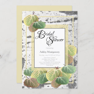 Rustic Bridal Shower Aspen Bark and Leaves Invitation