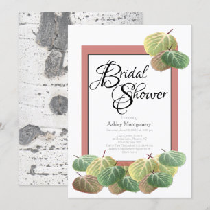 Rustic Bridal Shower Aspen Bark Leaves Invitation