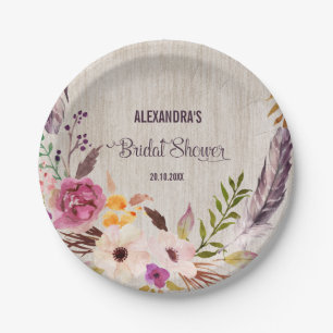 Rustic Bridal Shower  Boho Floral Party Plate