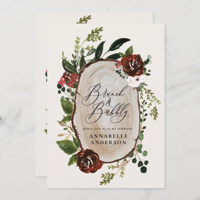 Rustic bridal shower brunch and bubbly save the date (Front/Back)