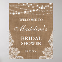Rustic Bridal Shower Burlap String Lights Lace