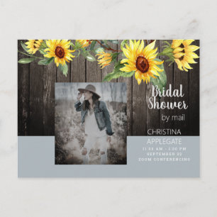 Rustic Bridal Shower by Mail  II Sunflower & Photo Invitation Postcard