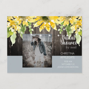 Rustic Bridal Shower by Mail Sunflower & Photo Invitation Postcard