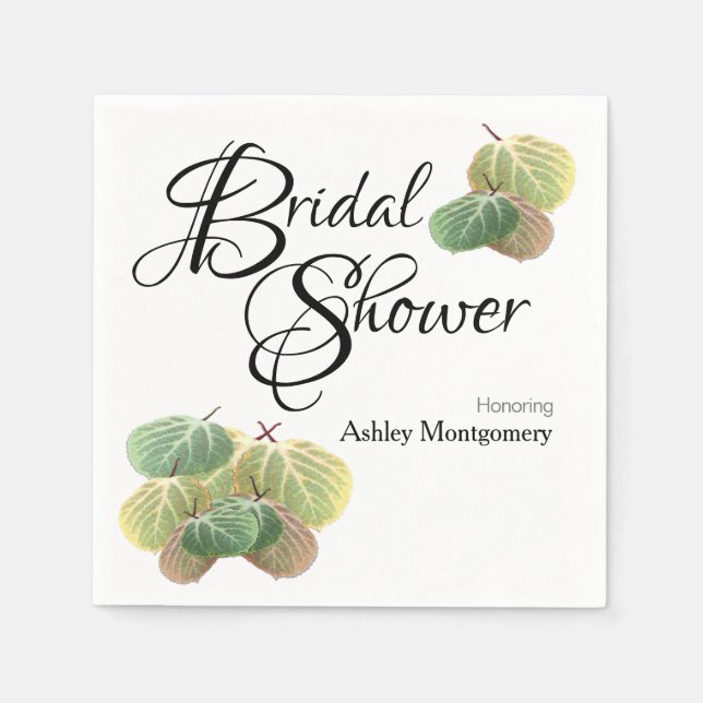 Rustic Bridal Shower Fall Aspen Leaves Napkin (Front)