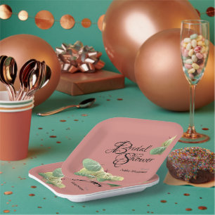 Rustic Bridal Shower Fall Aspen Leaves Orange Paper Plate