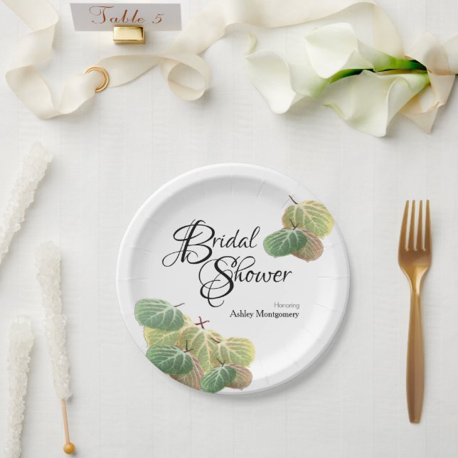 Rustic Bridal Shower Fall Aspen Leaves Paper Plate (Wedding)