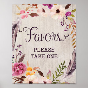 Rustic Bridal Shower Favors Sign Wedding Decor