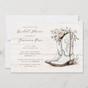 Rustic Bridal Shower Floral Cowgirl Boots  Invitation