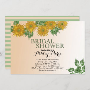 Rustic Bridal Shower Floral Leaves Golden Ombre Invitation