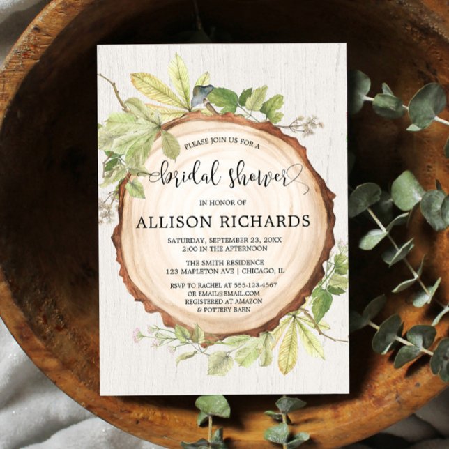 Rustic bridal shower forest woods theme invitation (Creator Uploaded)