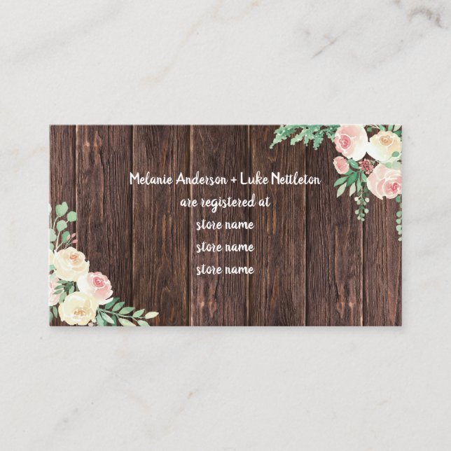 Rustic Bridal shower gift registry enclosure card (Front)