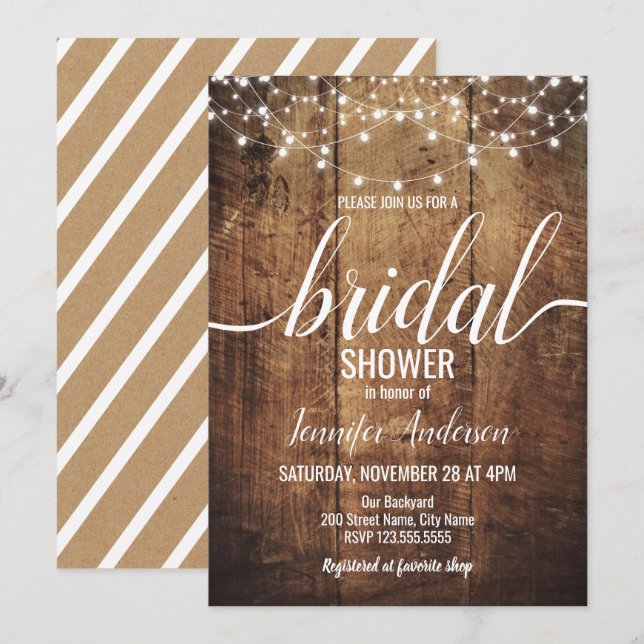 Rustic Bridal Shower Invitation (Front/Back)