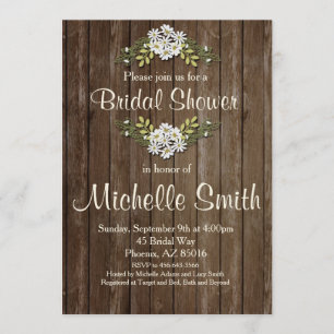 Rustic Bridal Shower Invitation, Daisy, Floral Invitation