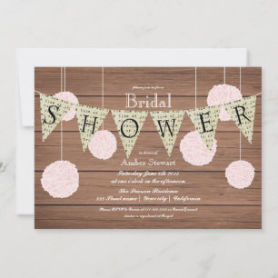 Rustic Bridal Shower Invitation -flags n fluffs