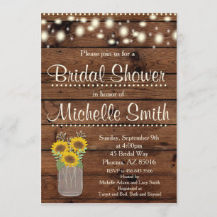 Rustic Bridal Shower Invitation, Mason Jar, Floral Invitation