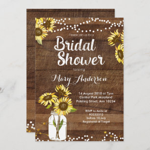 Rustic Bridal Shower Invitation Sunflower