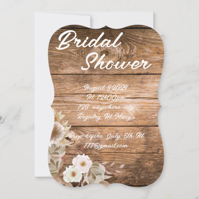 RUSTIC BRIDAL SHOWER INVITATION WITH FLORAL DESIGN (Front)