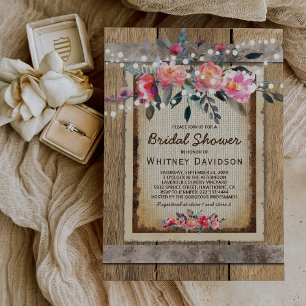 Rustic Bridal Shower Invite Floral Chic Vineyard