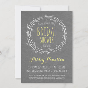 Rustic Bridal Shower invite in Grey and Yellow