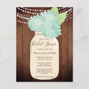 Rustic Bridal Shower Mason Jar Light Bridal Shower Postcard