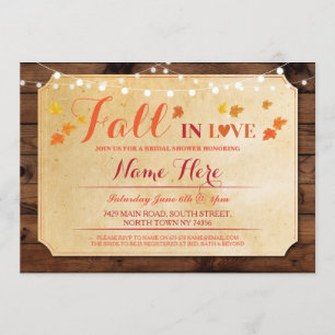 Rustic Bridal Shower Party Fall in Love Invite